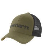 CARHARTT 101195 CANVAS MESH-BACK LOGO GRAPHIC CAP DARK BRONZED GREEN