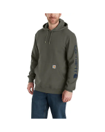 CARHARTT K288 SLEEVE LOGO HOODED SWEATSHIRT DUSTY OLIVE SMALL