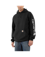 CARHARTT K288 SLEEVE LOGO HOODED SWEATSHIRT BLACK LARGE