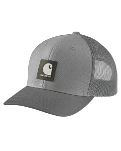 CARHARTT 105216 RUGGED FLEX TWILL MESH-BACK LOGO PATCH CAP ASPHALT