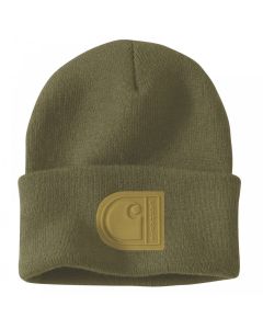 CARHARTT 107190 KNIT CUFFED C PATCH BEANIE DARK BRONZED GREEN