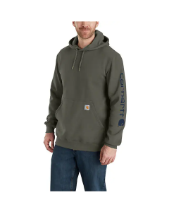 CARHARTT K288 SLEEVE LOGO HOODED SWEATSHIRT DUSTY OLIVE SMALL