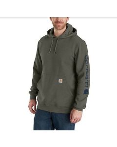 CARHARTT K288 SLEEVE LOGO HOODED SWEATSHIRT DUSTY OLIVE EXTRA LARGE