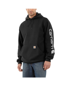 CARHARTT K288 SLEEVE LOGO HOODED SWEATSHIRT BLACK EXTRA LARGE